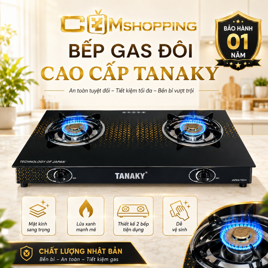 BẾP GAS ĐÔI CAO CẤP TANAKY
