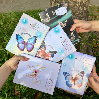 (COMBO 5 Tờ Giấy BÓNG in ảnh) Giấy bao tập, giấy bao vở, bao sách thiết kế Bươm Bươm Butterfly | by Winwin