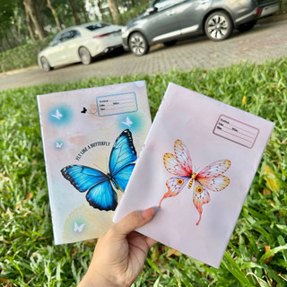 (COMBO 5 Tờ Giấy BÓNG in ảnh) Giấy bao tập, giấy bao vở, bao sách thiết kế Bươm Bươm Butterfly | by Winwin