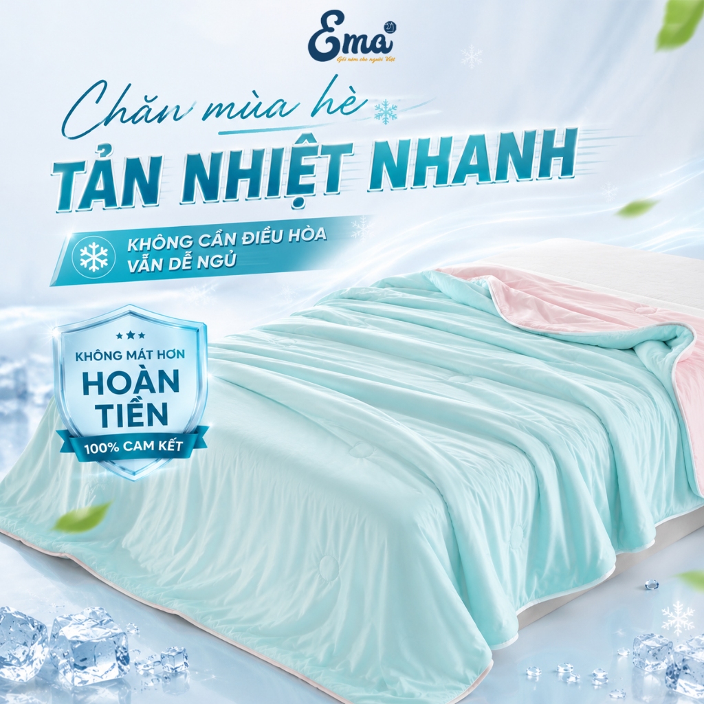 Chăn Mùa Hè Tản Nhiệt Nhanh EMA - Mền Hè Mát Lịm Ngủ Ngon Suốt Đêm Thoáng Khí Giặt Máy Bền Đẹp
