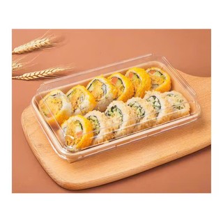 Set Combo 50/100 Khay giấy Kraft chữ nhật kèm nắp dung tích 1850ml kích thước dài 26 * 18* 5