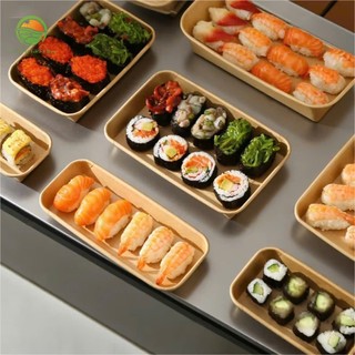 Set Combo 50/100 Khay giấy Kraft chữ nhật kèm nắp dung tích 1850ml kích thước dài 26 * 18* 5