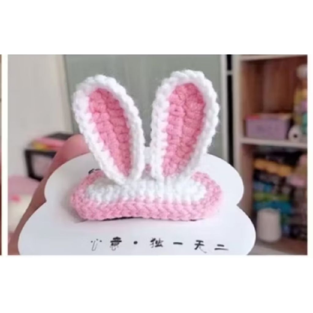 Kẹp Tóc Tai Thỏ Len Siêu Dễ Thương , Kẹp Tóc Len Handmade