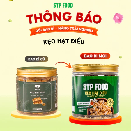 Kẹo Hạt Điều Cao Cấp STP FOOD ( 200G- 400G) – Làm từ đường mạch nha – Ít ngọt, giòn thơm tự nhiên – kẹo ăn vặt healthy