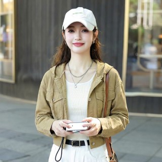 Áo khoác KAKI nữ MOLADY form ngắn có nón, túi hộp phong cách basic K634