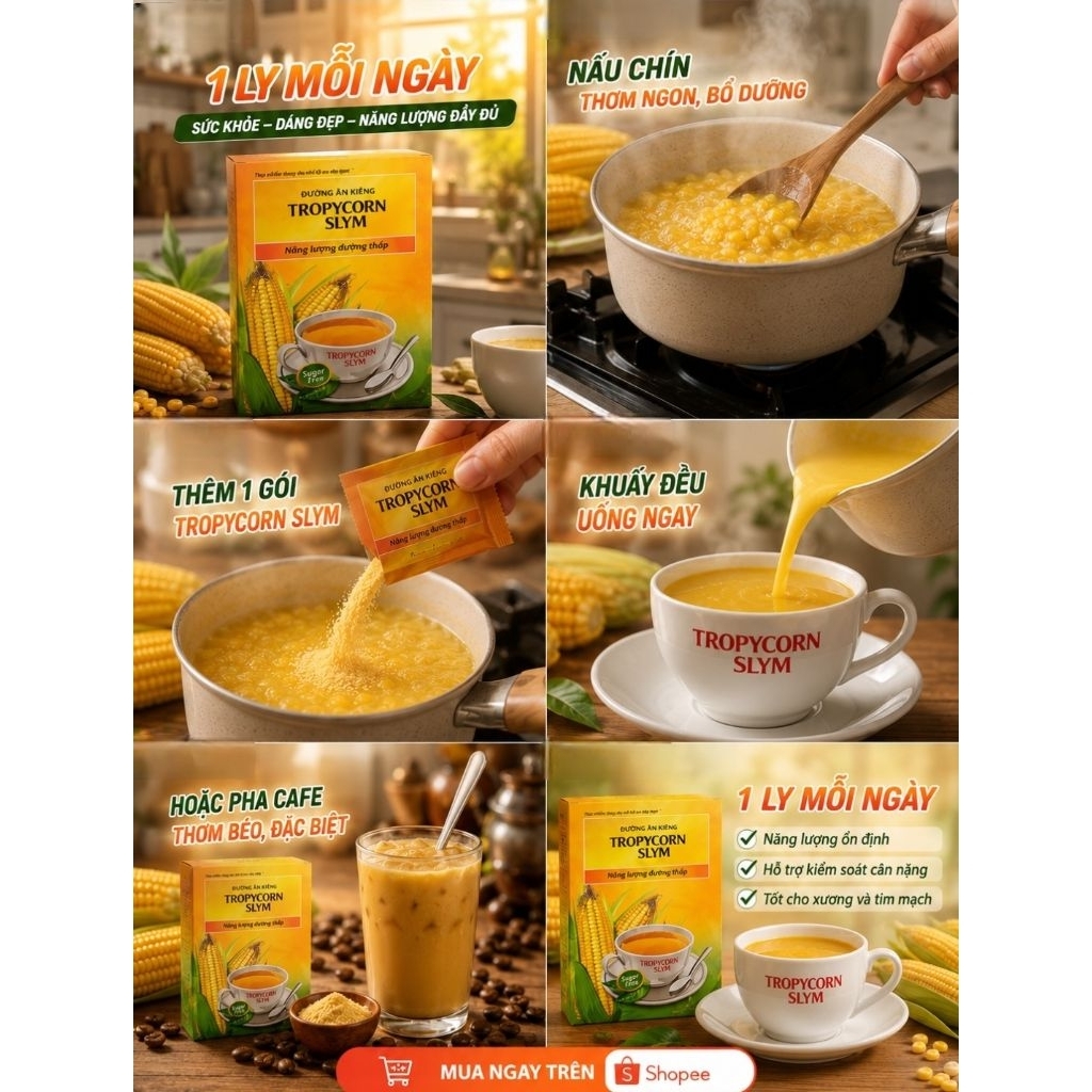 Đường ăn kiêng 2 hộp tropicorn slym năng lượng đường thấp [ hộp 50 gói ]