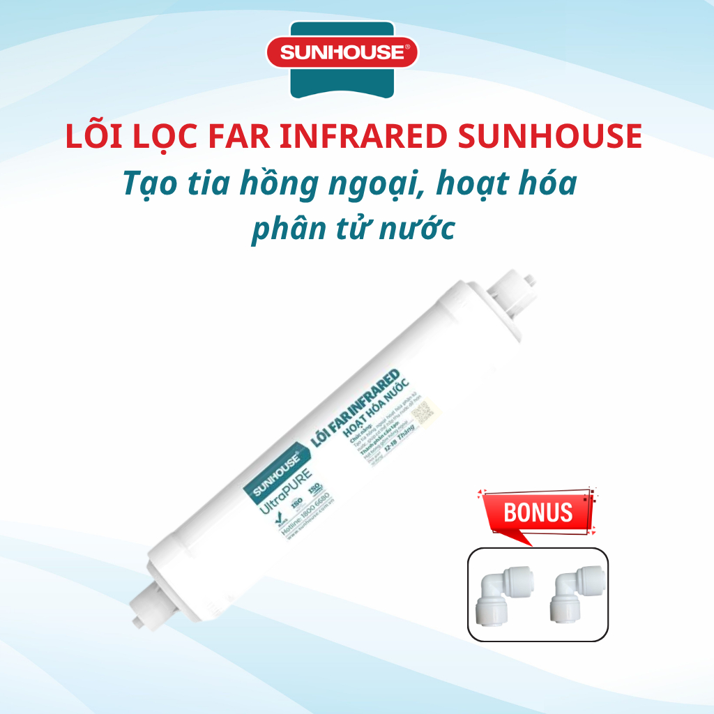 Lõi Lọc Chức Năng Far Infrared Sunhouse Hoạt Hóa Phân Tử Nước Mẫu Mới Có QR Cắm Nhanh