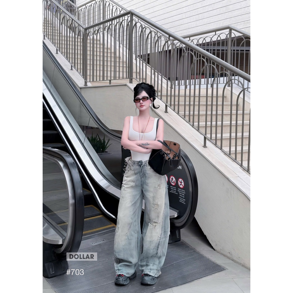 Quần xuông mài đáp da trắng túi sau mới về siêu chất nha mng Size S M L / 703