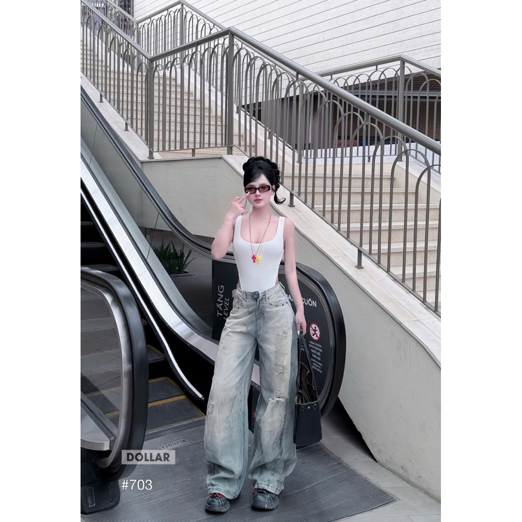 Quần xuông mài đáp da trắng túi sau mới về siêu chất nha mng Size S M L / 703