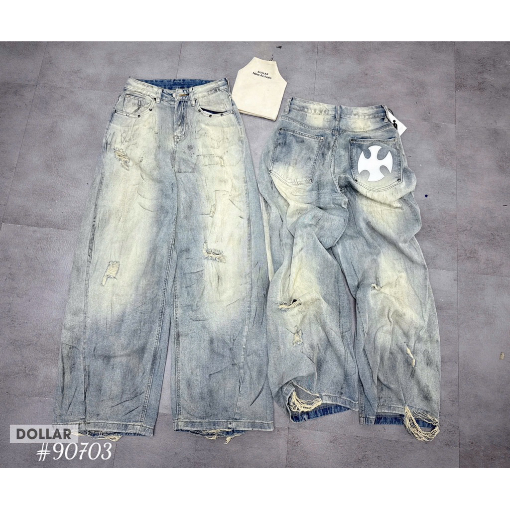 Quần xuông mài đáp da trắng túi sau mới về siêu chất nha mng Size S M L / 703