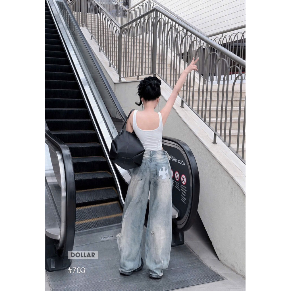 Quần xuông mài đáp da trắng túi sau mới về siêu chất nha mng Size S M L / 703