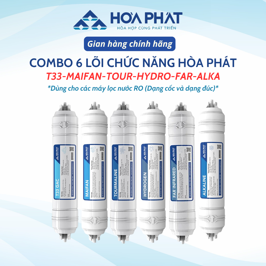 Lõi Chức Năng Hòa Phát Gồm T33 Maifan Tou Hydrogen Far Alkaline Giúp Cân Bằng PH Và Các Khoáng Chất Cho Nước....