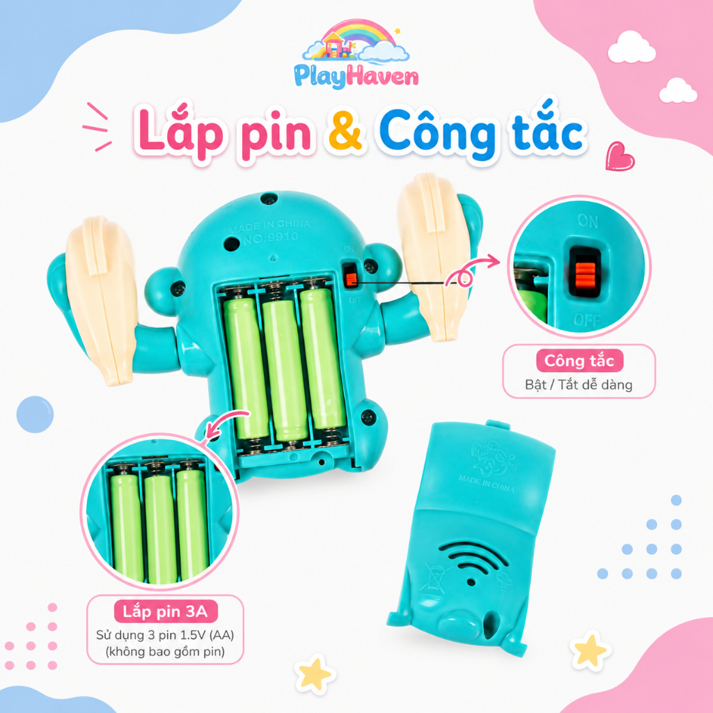 Đồ chơi khỉ nhào lộn cho bé 0–5 tuổi | Phát nhạc, chạy pin, nhựa ABS
