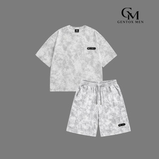 Set Đồ Nam Cộc Tay Chất Phối Loang Cao Cấp Không Nhăn Xù Thấm Mồ Hôi BHN99 - Trắng Loang