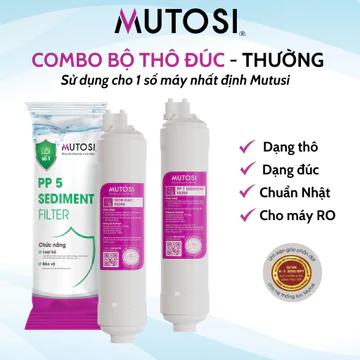 Combo Thô Mutosi Gồm Lõi 1 PP 5 Micron Loại Thường Và Lõi 2 OCB Lõi 3 PP1 Micron Dạng Đúc Dùng Cho Máy Lọc Nước RO
