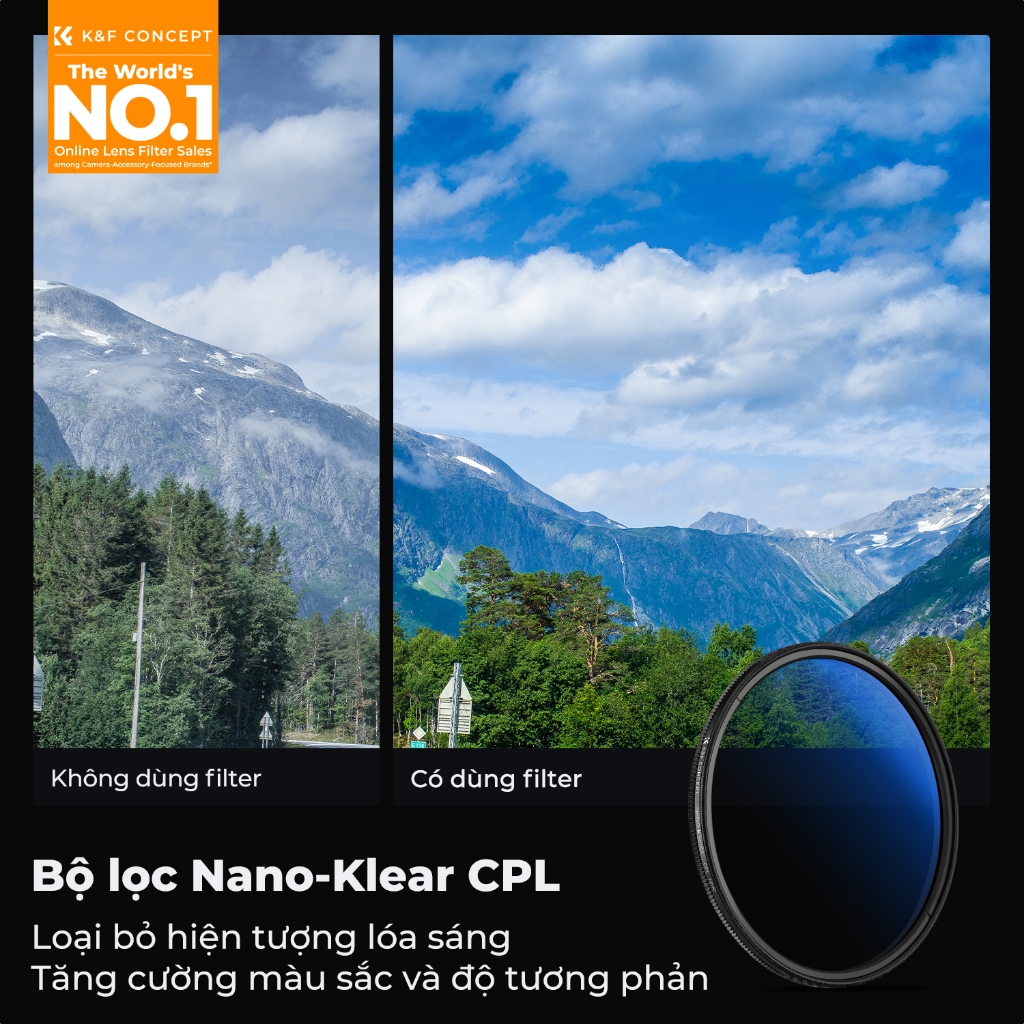 K&F CONCEPT NANO-K CPL Filter Chống Lóa, Khử Phản Xạ, Tăng Độ Bão Hòa Màu & Tương Phản | BigBuy360 - bigbuy360.vn