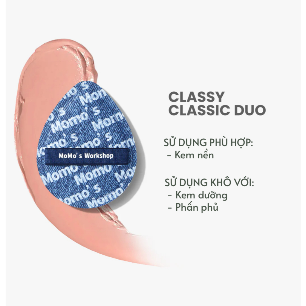 [Livestream Hannah] Combo Bông Mút Trang Điểm Cao Cấp Momo's Workshop Denim Days Airy Mallow Puff Dry Use