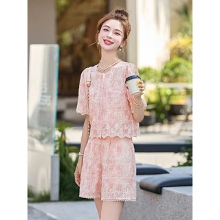 Set Bộ Áo Hoa Thêu Kèm Quần Short, Outfit Nữ Tiểu Thư Hb.studio S117