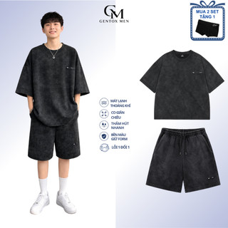 Set Đồ Nam Cộc Tay Đen Loang Form Rộng Cao Cấp Không Nhăn Xù Thấm Mồ Hôi BHN99 - Đen