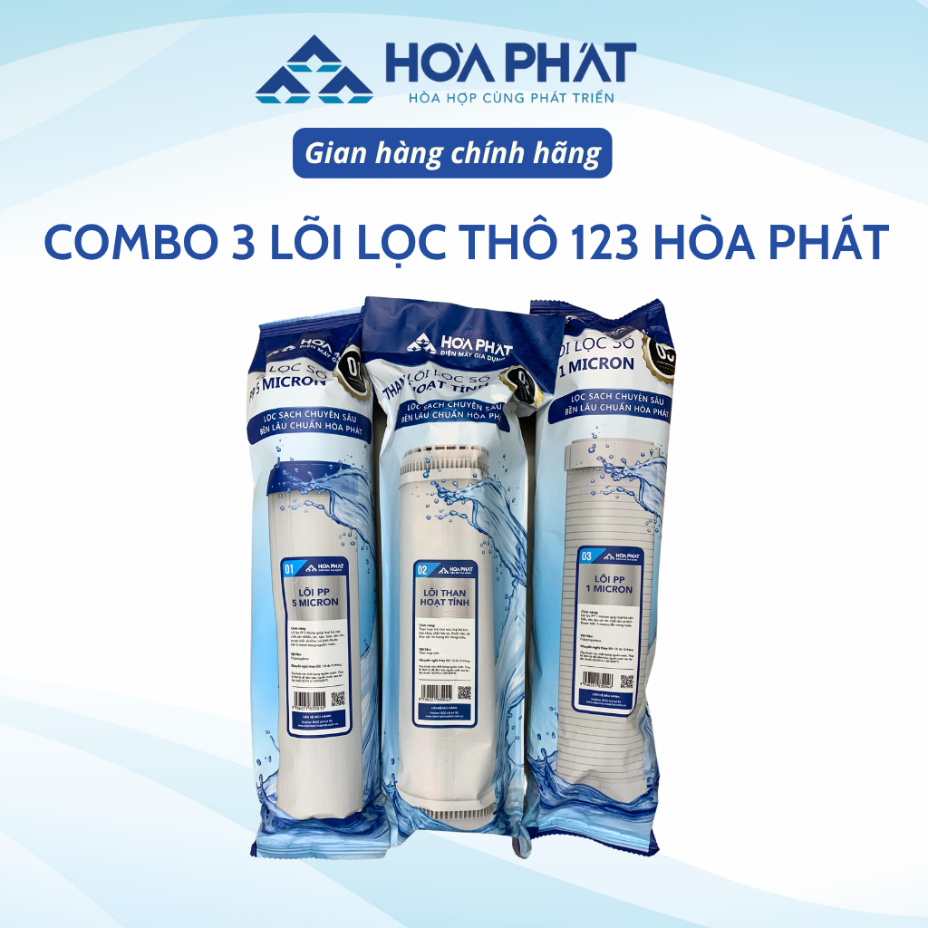 Combo Thô 123 Hòa Phát Giúp Loại Bỏ Các Tạp Chất Cặn Bẩn Và Chất Gây Mùi Dùng Cho Máy Lọc Nước RO...