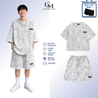 Set Đồ Nam Cộc Tay Chất Phối Loang Cao Cấp Không Nhăn Xù Thấm Mồ Hôi BHN99 - Trắng Loang
