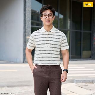 Áo thun polo nam họa tiết kẻ YODY phom regular rộng rãi, thoáng mát MCPO26A042