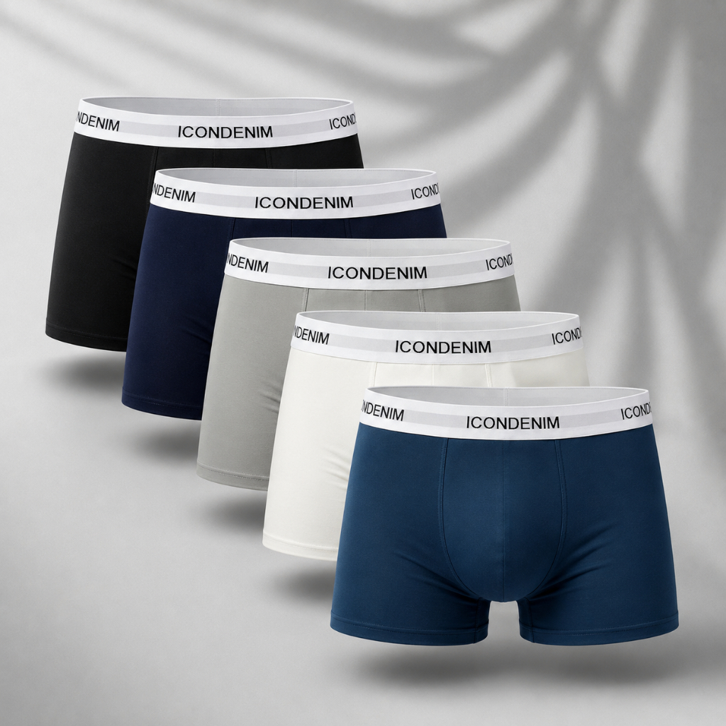 Quần Lót Nam Boxer IC02 Thun Lạnh Cao Cấp, Thoáng Khí, Co Giãn 4 Chiều - Combo 5 Cái, Set 5 Màu
