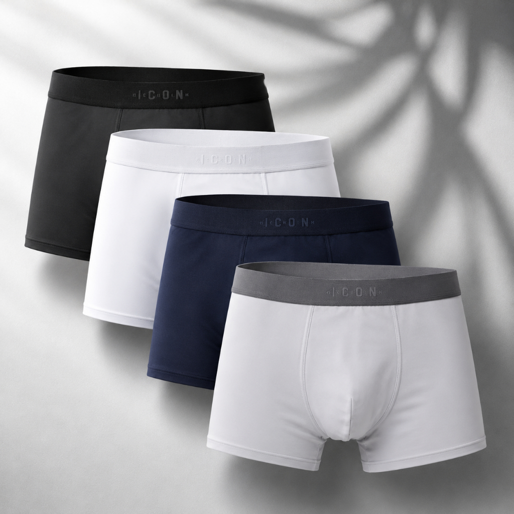 Quần Lót Nam Boxer IC03 Thun Lạnh Cao Cấp Thoáng Khí, Co Giãn 4 Chiều - Combo 5 Cái, Set 5 Màu