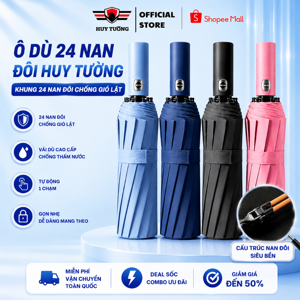 Dù 24 Nan Huy Tưởng Chất Liệu Polyester Chống Thấm Đường Kính 105cm | BigBuy360 - bigbuy360.vn