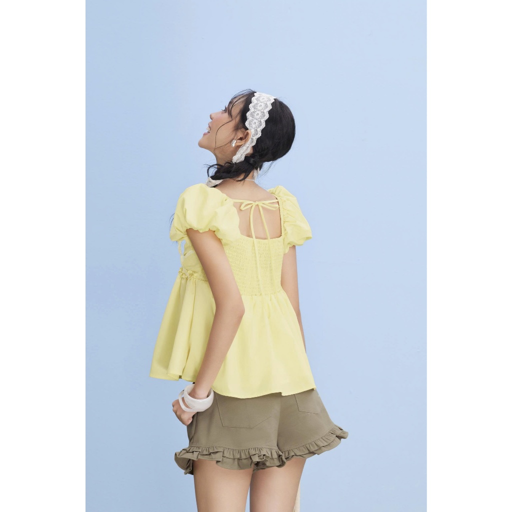 Áo Nữ PETYNS Babydoll Tay Phồng Phối Ren Dễ Thương SECODEE
