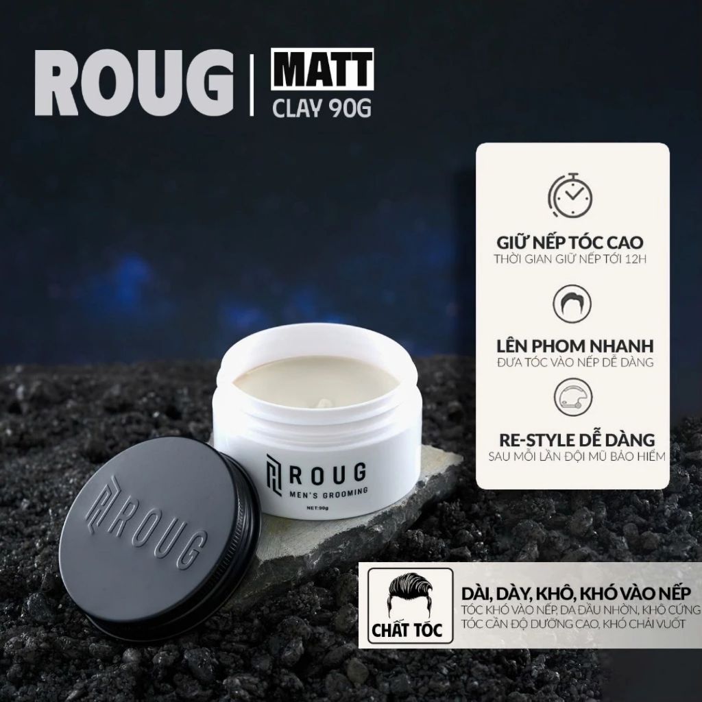 COMBO ROUG | Sáp vuốt tóc 90g - Gôm tạo kiểu 250ml - Xịt tạo phồng 150ml - Bọt tạo kiểu 150ml ||
