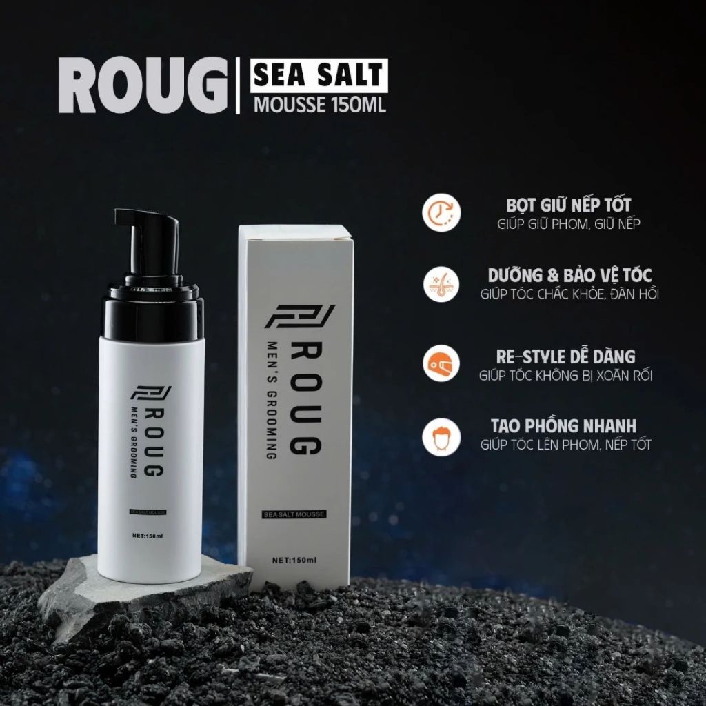 COMBO ROUG | Sáp vuốt tóc 90g - Gôm tạo kiểu 250ml - Xịt tạo phồng 150ml - Bọt tạo kiểu 150ml ||