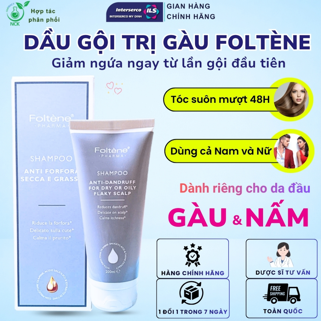Dầu Gội Đầu Foltene Pharma Sạch Gàu Và Ngứa Da Đầu, Dầu Gội Giúp Giảm Nấm Da Đầu, Giúp Tóc Chắc Khoẻ