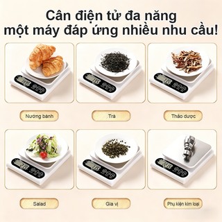 YOWXll Cân Tiểu Ly Điện Tử Nhà Bếp Mini Định Lượng 1g-10kg, Cân Tiểu Li Làm Bánh Độ Chính Xác Cao,Tặng Kèm  Pin