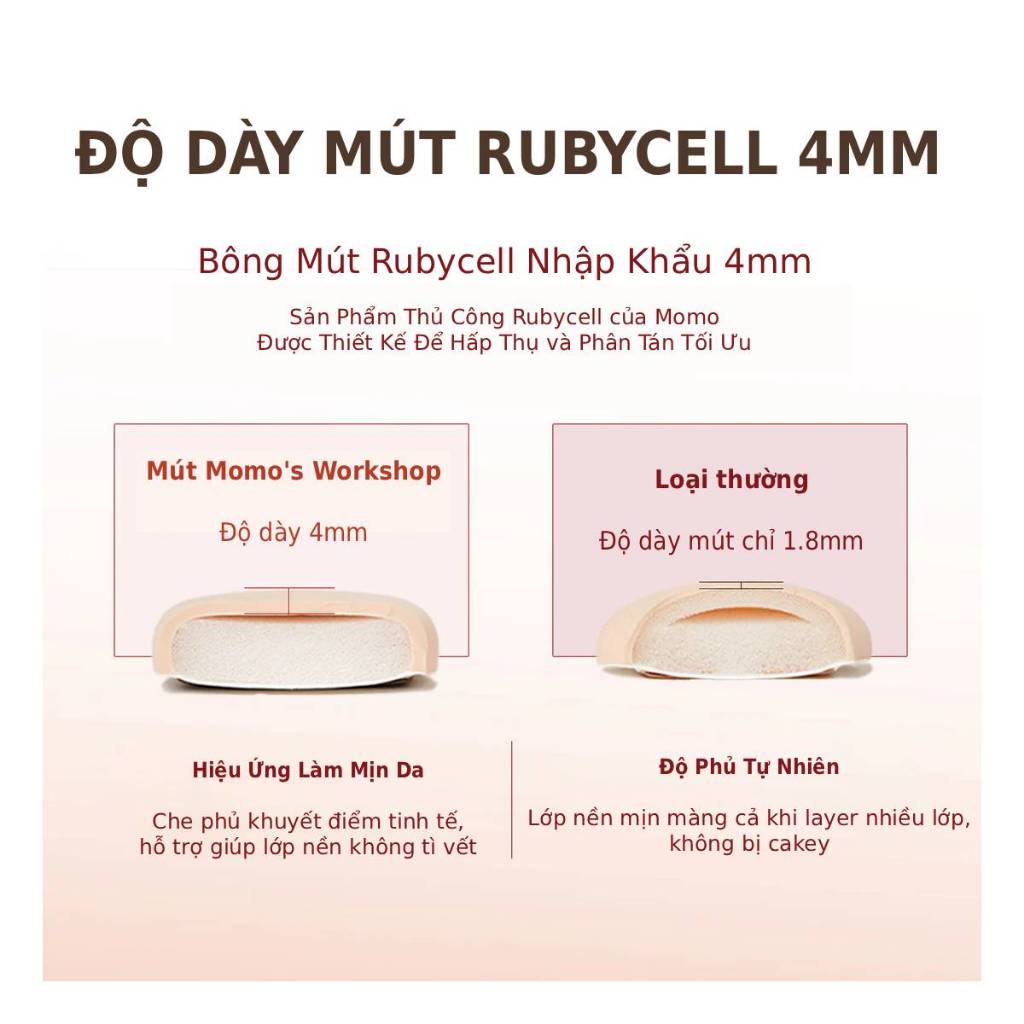 [Livestream Hannah] Combo Bông Mút Trang Điểm Cao Cấp Momo's Workshop Rosy Reverie Airy Mallow Puff - Rosy Drop