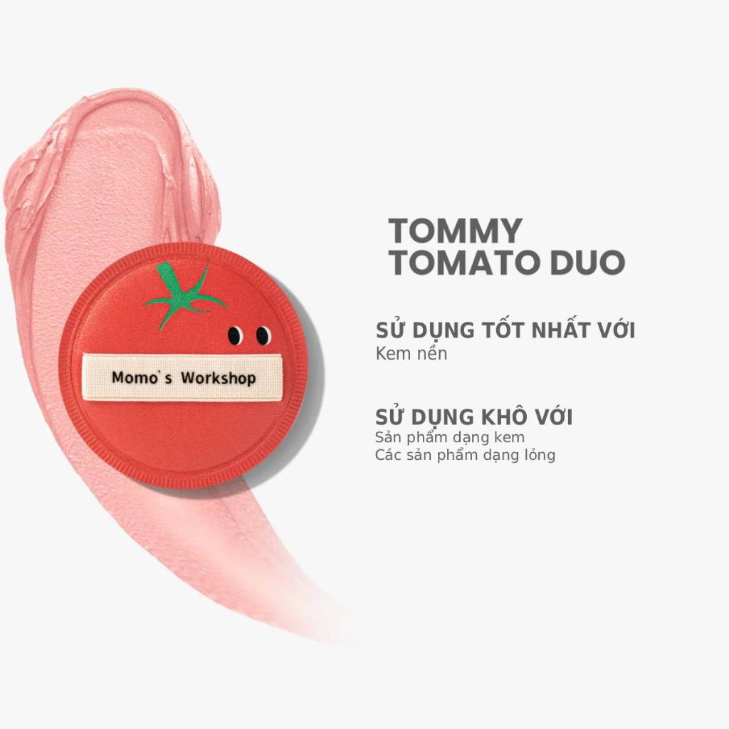 Bông Mút Tán Nền Thiết Kế Cà Chua Momo's Workshop Bento Buddies Airy Mallow Puff - Tommy Tomato (Dry Use) (2pcs)