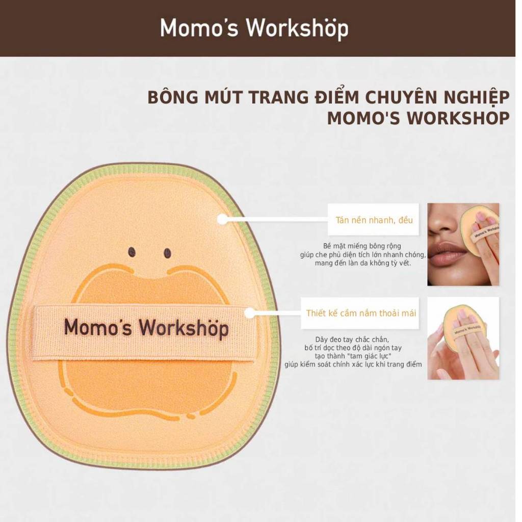 Bông Mút Tán Nền 4mm Siêu Mềm Momo's Workshop Bento Buddies Airy Mallow Puff – Honeydew Dry Use (2pcs)