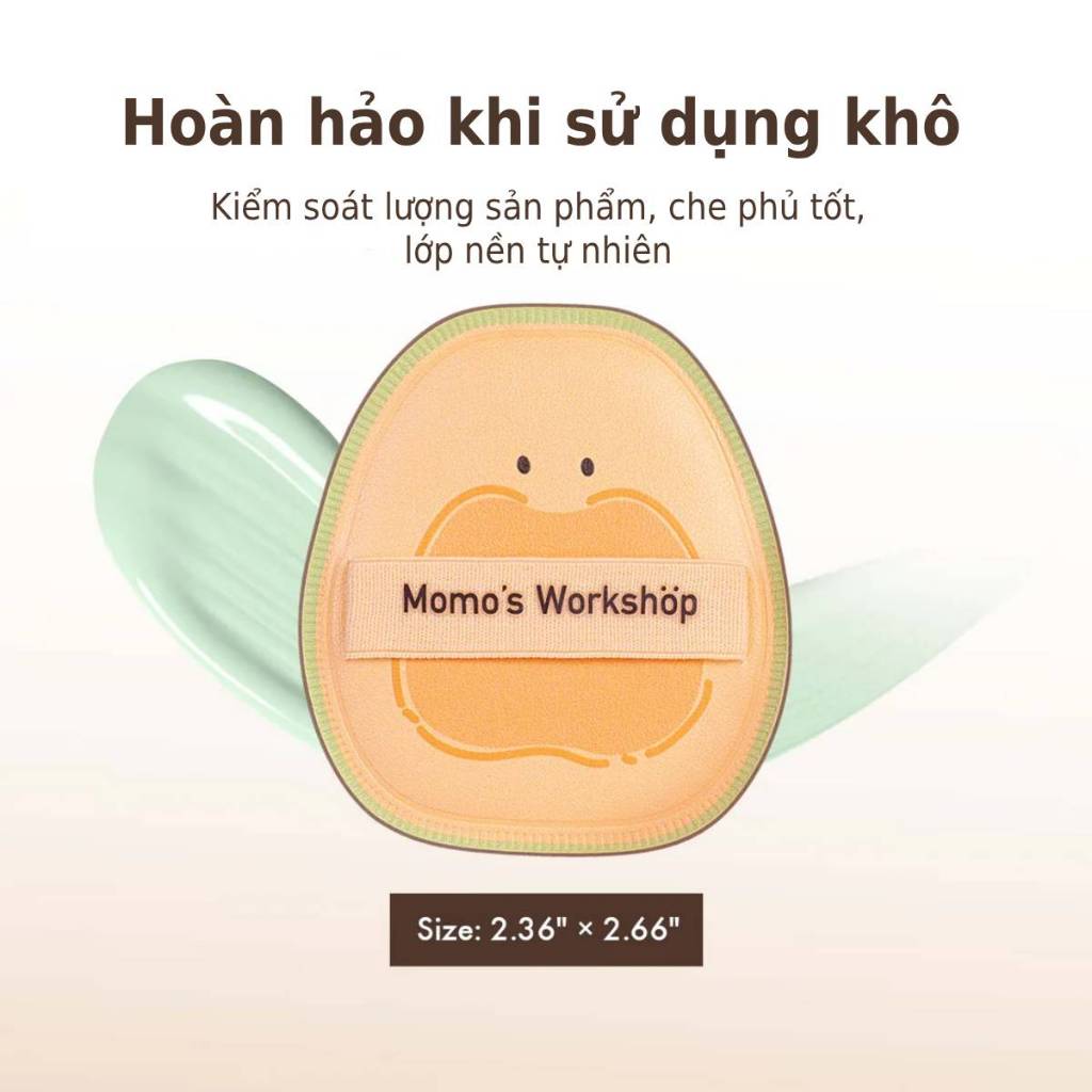 Bông Mút Tán Nền 4mm Siêu Mềm Momo's Workshop Bento Buddies Airy Mallow Puff – Honeydew Dry Use (2pcs)
