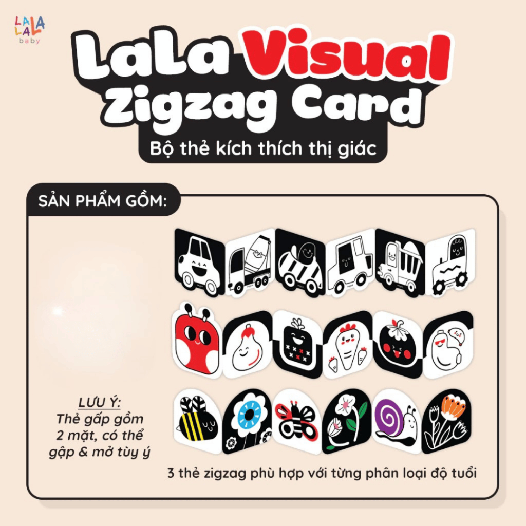 Bộ thẻ kích thích thị giác cho bé Lala Visual  Lalala Baby đồ chơi giấy thẻ gấp cho bé