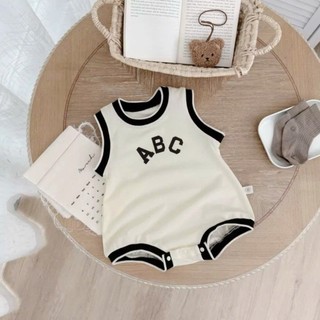 Body sát nách thể thao bé trai 4-10kg. Bodysuit liền thân mùa hè họa tiết ABC cho bé. Dino Kids