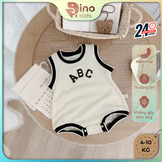 Body sát nách thể thao bé trai 4-10kg. Bodysuit liền thân mùa hè họa tiết ABC cho bé. Dino Kids