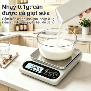 YOWXll Cân Tiểu Ly Điện Tử Nhà Bếp Mini Định Lượng 1g-10kg, Cân Tiểu Li Làm Bánh Độ Chính Xác Cao,Tặng Kèm  Pin