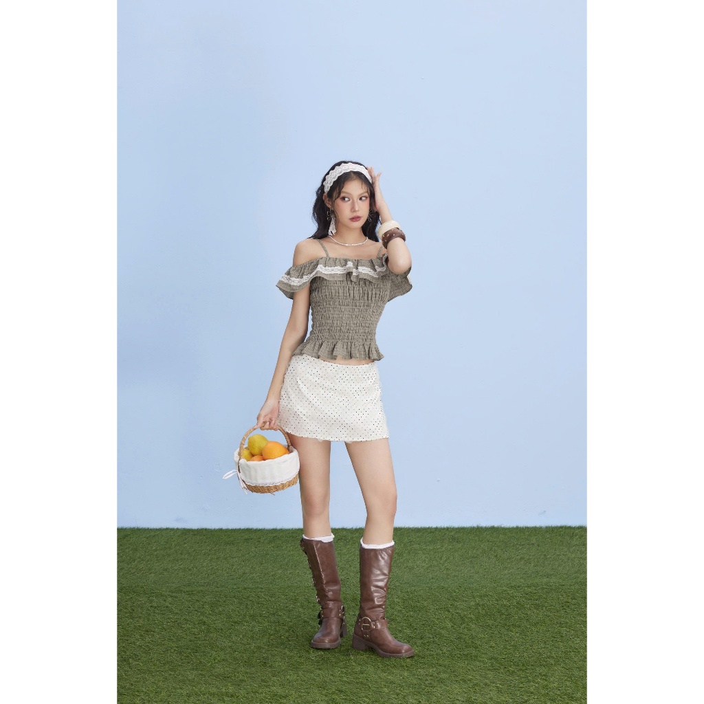 Chân Váy Nữ BLUSY Chấm Bi Form Ngắn Thời Trang SECODEE