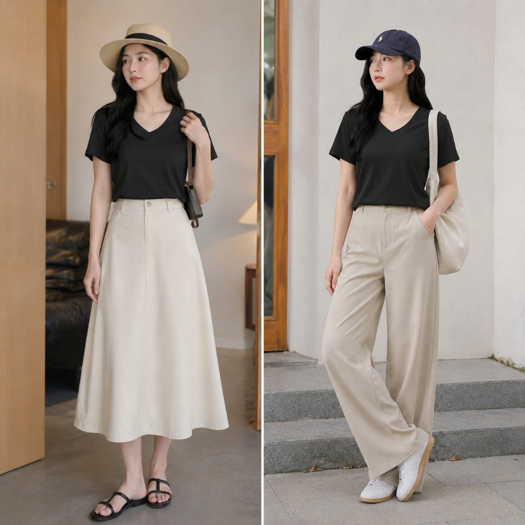 [A34- MẪU MỚI - VẢI RŨ] ÁO THUN NỮ CỔ TIM BASIC BI.POSILÁ FORM SUÔNG VỪA | Cotton Borip Co Giãn 4 Chiều Mềm Mịn