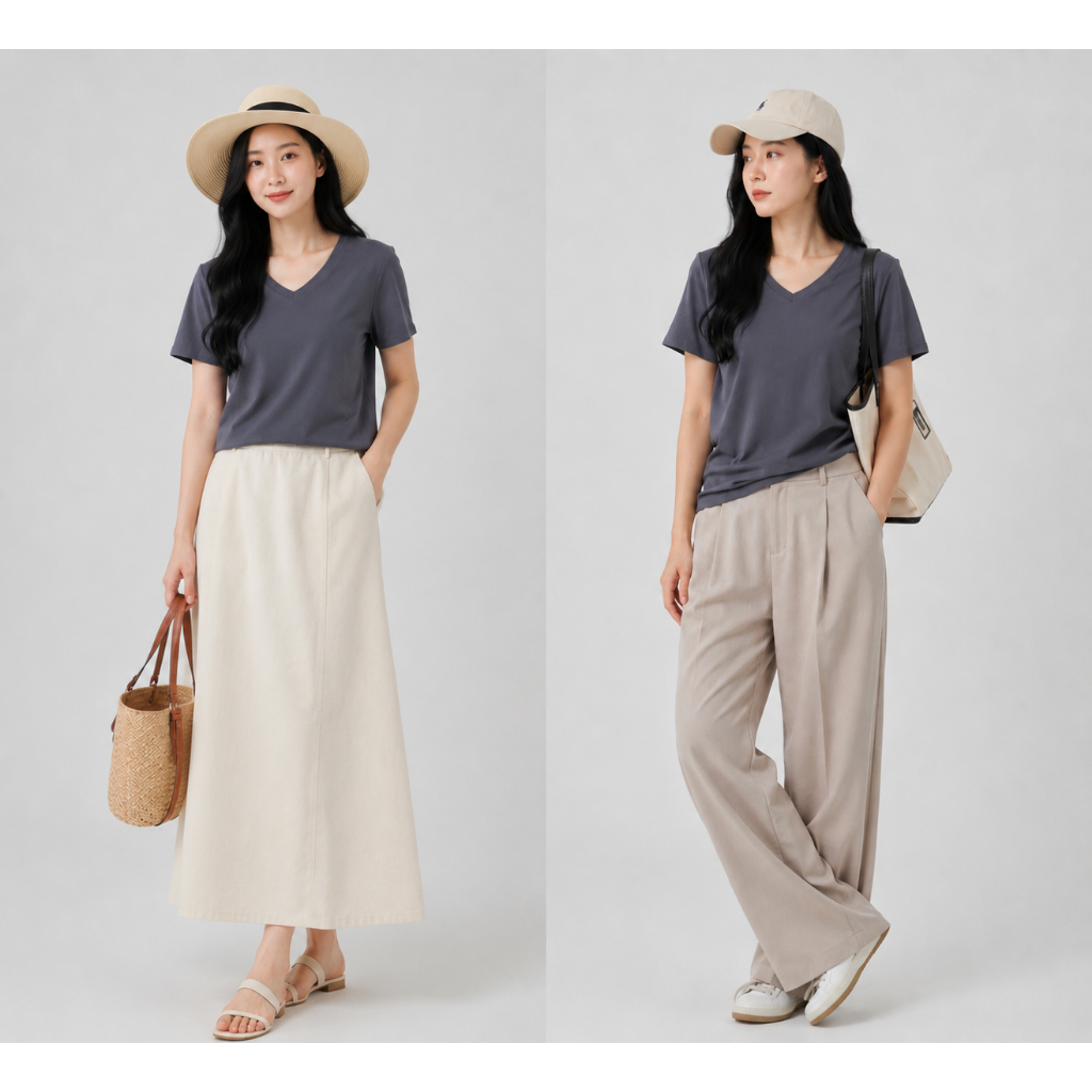 [A34- MẪU MỚI - VẢI RŨ] ÁO THUN NỮ CỔ TIM BASIC BI.POSILÁ FORM SUÔNG VỪA | Cotton Borip Co Giãn 4 Chiều Mềm Mịn
