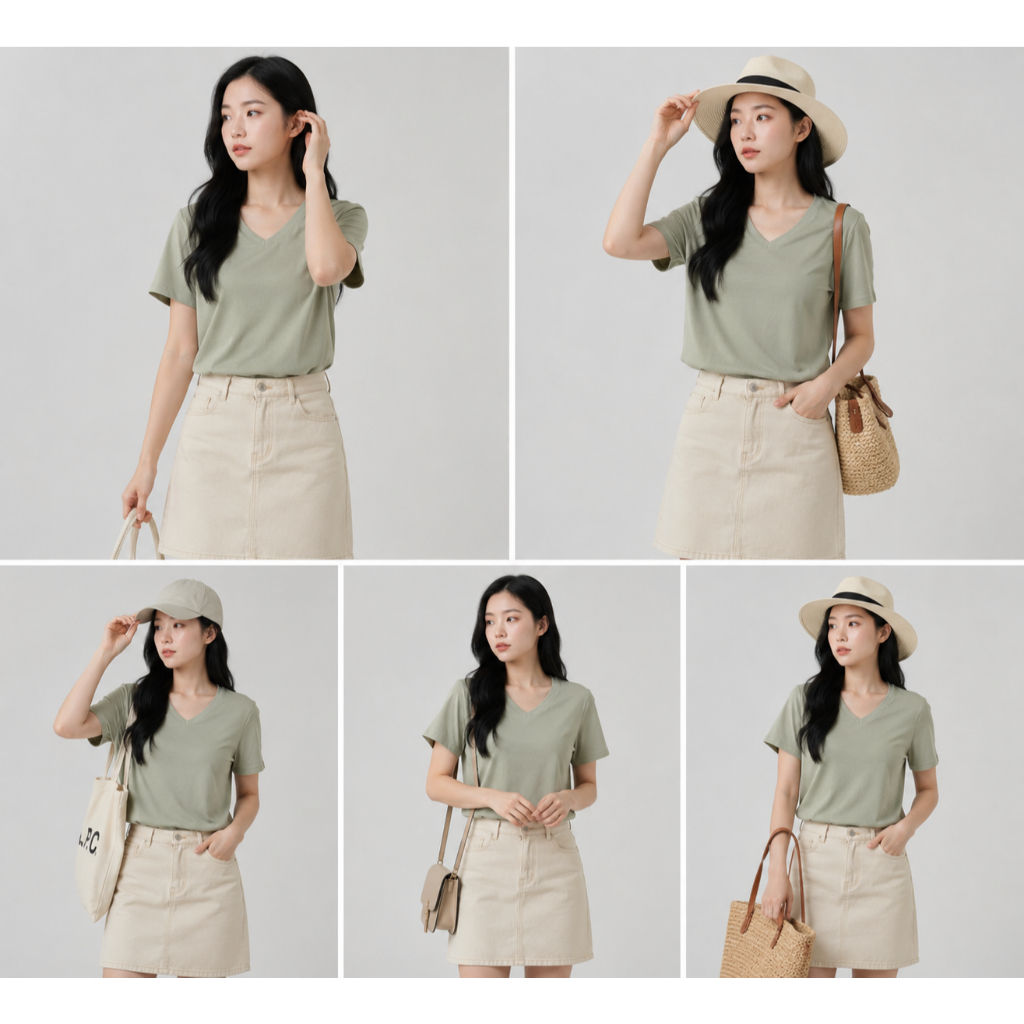 [A34- MẪU MỚI - VẢI RŨ] ÁO THUN NỮ CỔ TIM BASIC BI.POSILÁ FORM SUÔNG VỪA | Cotton Borip Co Giãn 4 Chiều Mềm Mịn