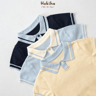 Áo Polo Len Mỏng Phối Màu Cổ Áo Cho Bé Trai Bé Gái Hokiha Vải Len Mỏng Mềm Mịn, Co Giãn Thoải Mái Size Từ 8-17kg A111