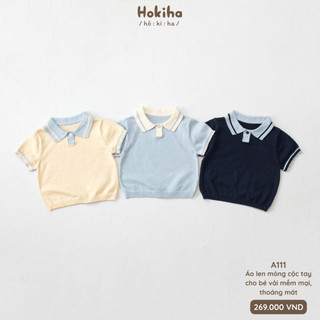 Áo Polo Len Mỏng Phối Cổ Cho Bé Mát Mẻ Mùa Hè Hokiha Vải Len Mỏng Mềm Mịn, Co Giãn Size Từ 8-17kg A111