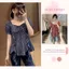 Áo kiểu nữ caro tay phồng thắt nơ eo peplum tôn dáng phong cách Hàn Quốc