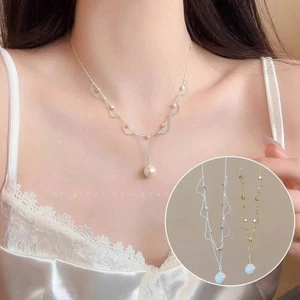 HOLIE Vòng cổ ngọc trai giả kiểu Pháp, dây chuyền xương đòn sang trọng cho nữ
